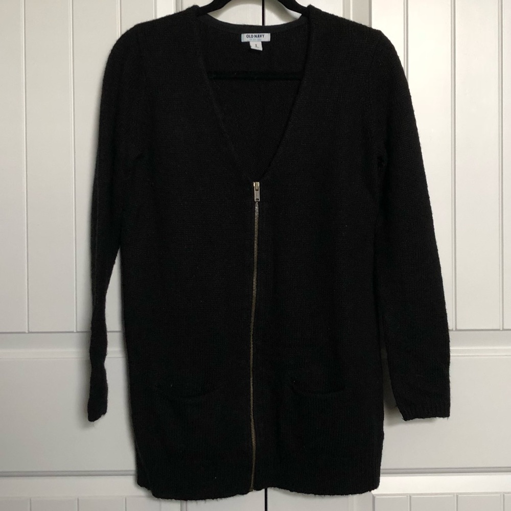 V-neck zip up cardigan